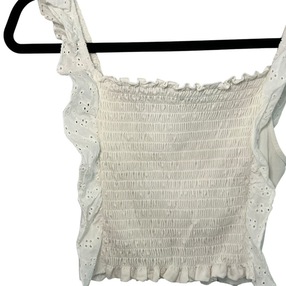 Forever 21 White Smocked Eyelet Ruffle Crop Top - Picture 2 of 3